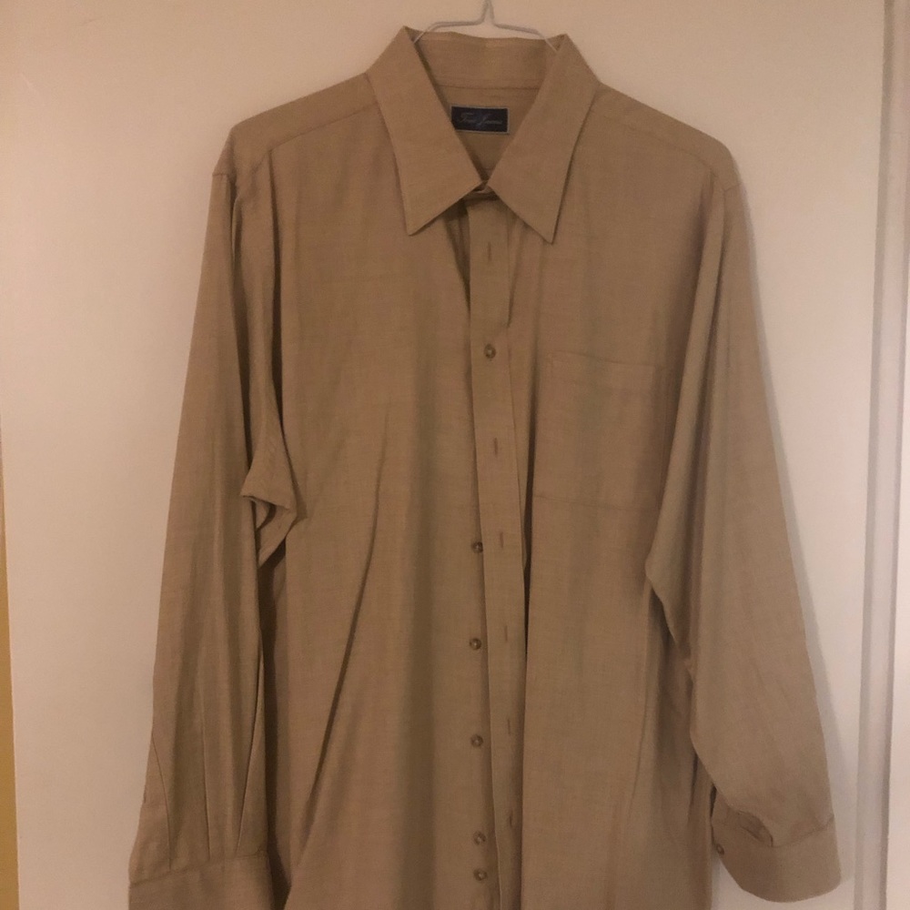 TOM JAMESDress Shirt in Beige, 18” Neck